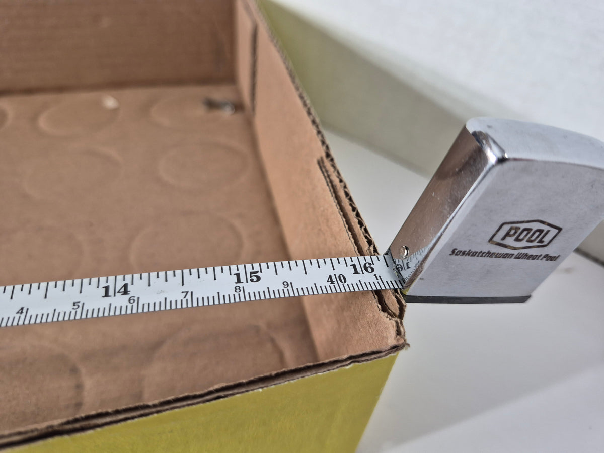 Vintage Saskatchewan Wheat Pool Zippo Tape Measure – 1.5″ × 1.5″