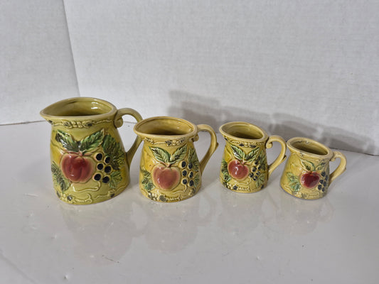 Vintage Japan Fruit Measuring Pitchers – Set of 4, Olive Green