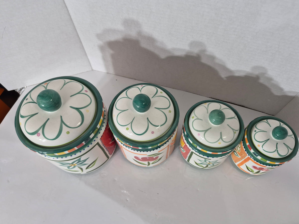 Jay Import Hand-Painted Floral Ceramic Canister Set – Set of 4