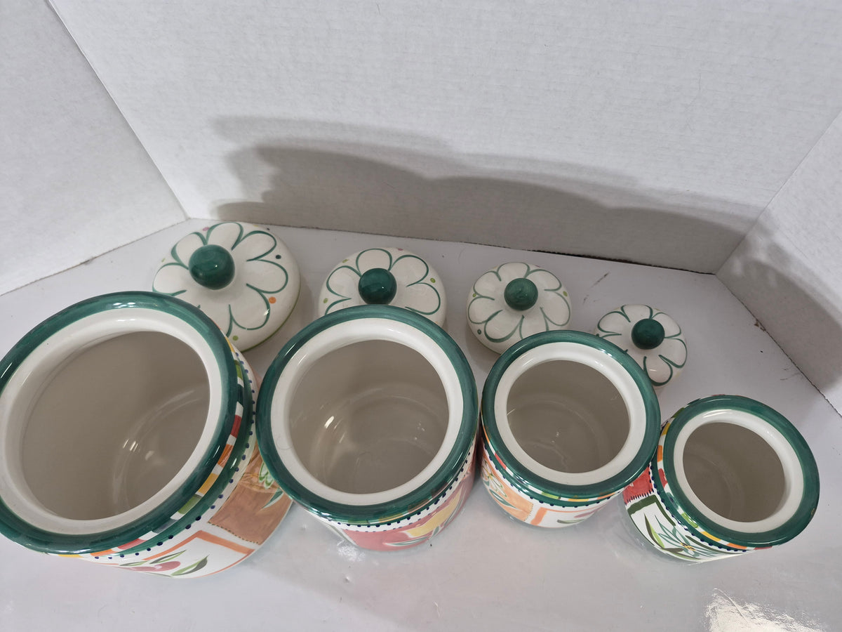 Jay Import Hand-Painted Floral Ceramic Canister Set – Set of 4