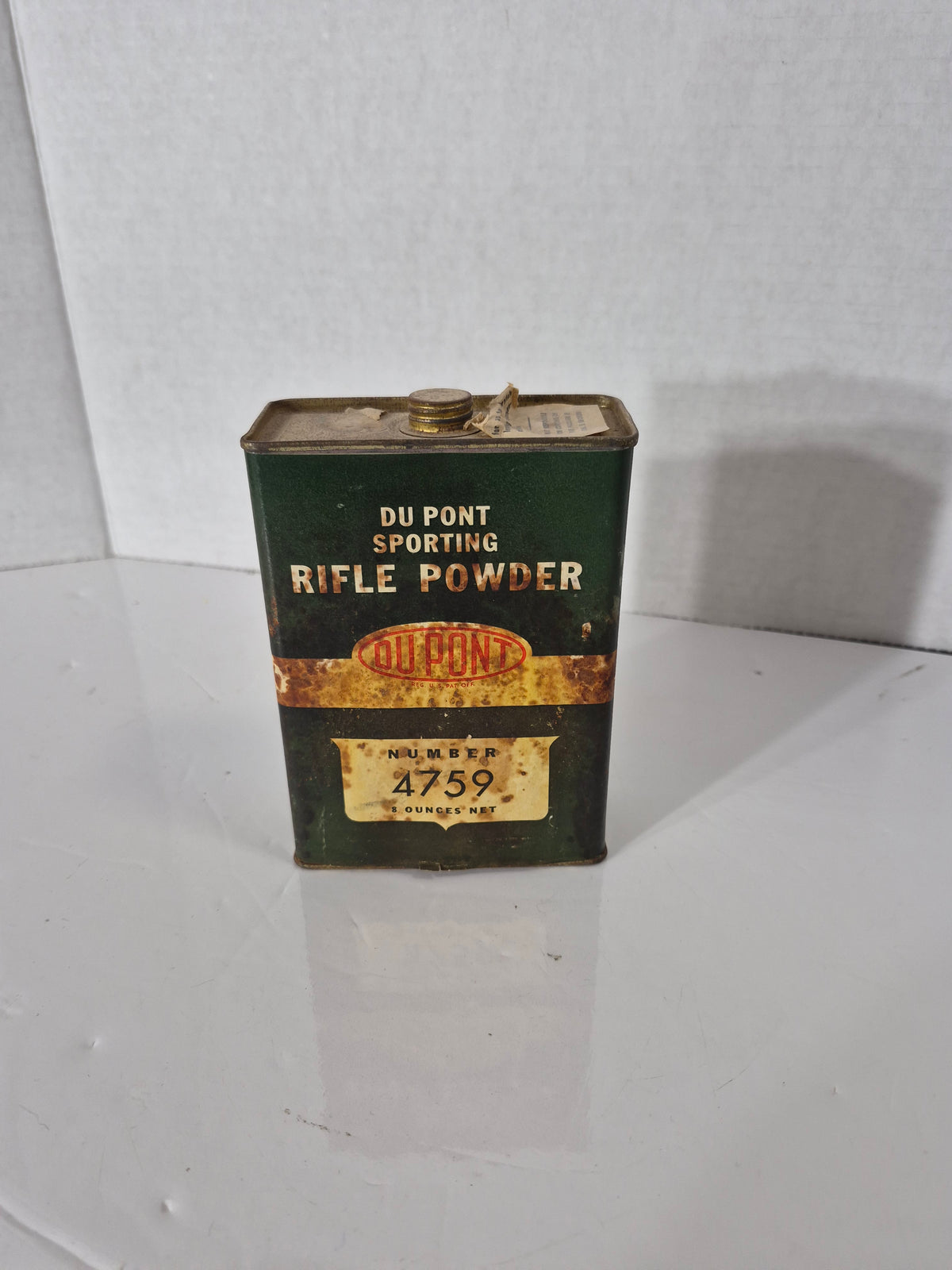Vintage DuPont Sporting Rifle Powder No. 4759 Tin – 8 oz – Empty Advertising Tin