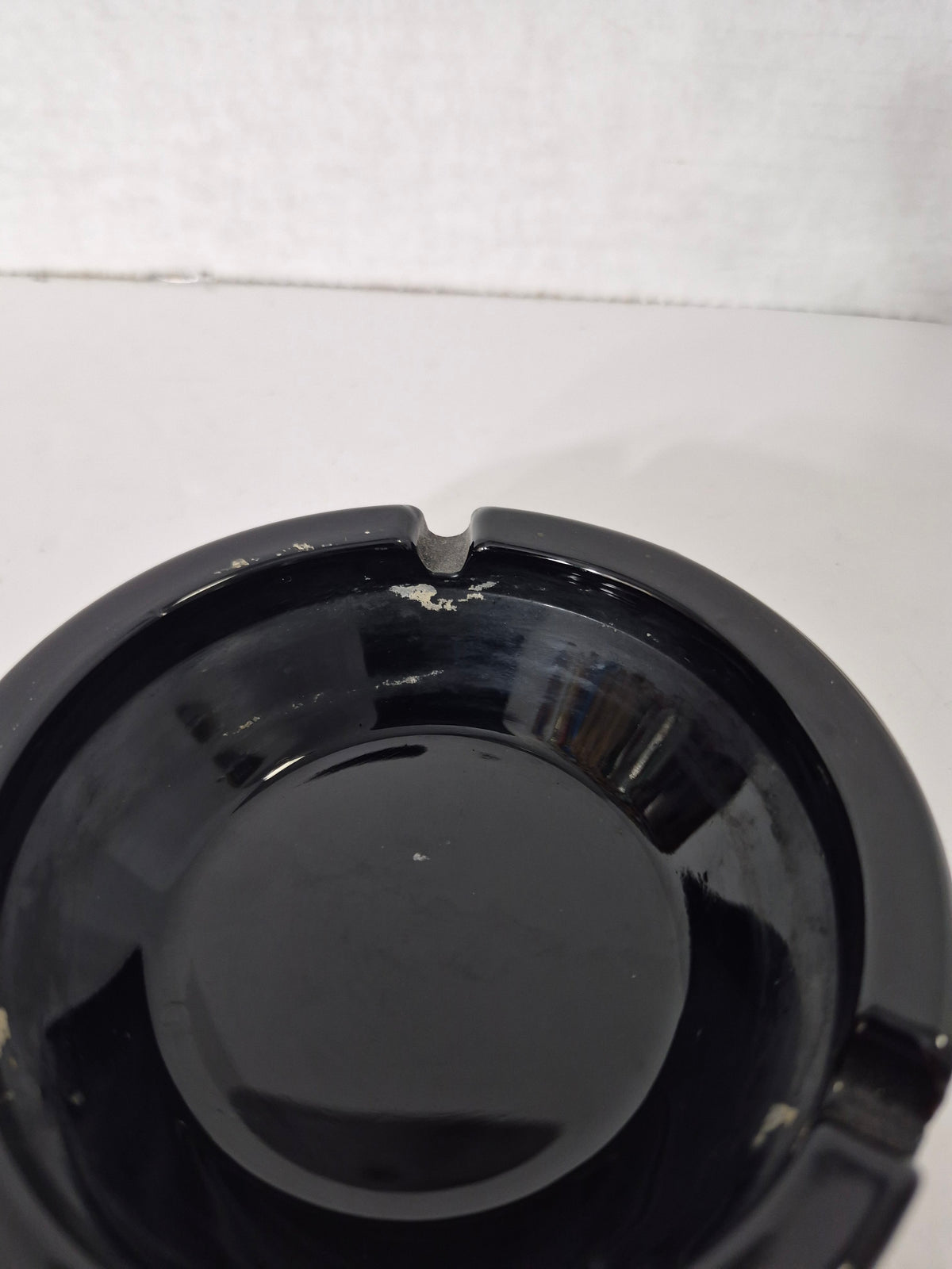 Vintage Las Vegas Hilton Black Glass Ashtray – 4.5"