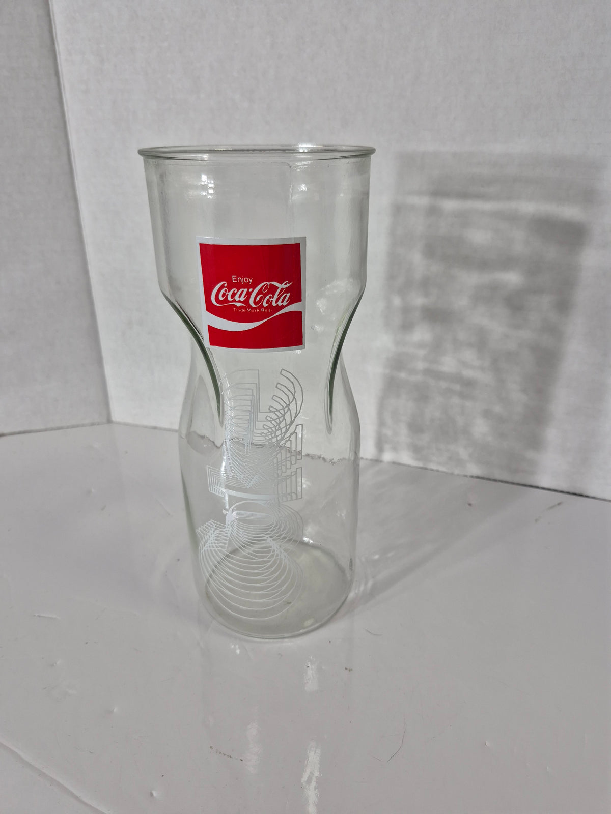 Vintage Coca-Cola Clear Glass Carafe / Vase – Red Logo – 9.75"