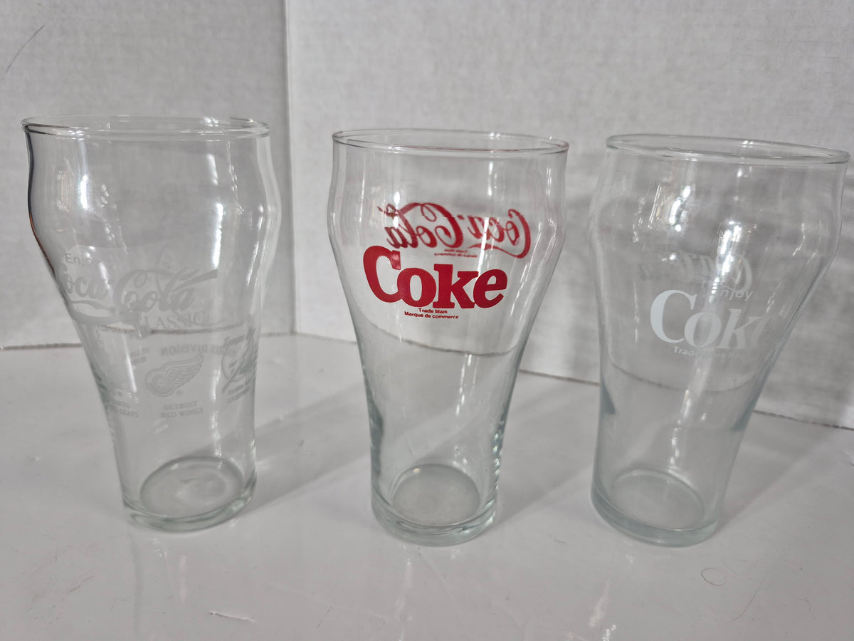 Set of 3 Coca-Cola Collectible Glasses – NHL & Classic Coke Designs