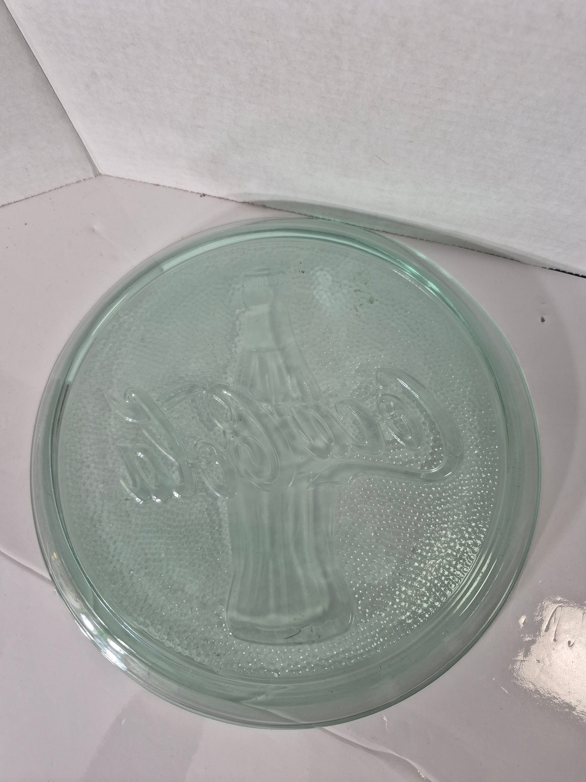 Vintage Coca-Cola 13" Clear Glass Serving Platter – Embossed Bottle & Script Logo