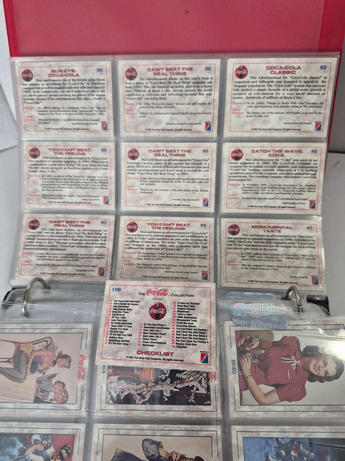 Large Coca-Cola Trading Card & Collectibles Binder Collection – 1990s, Hundreds of Cards