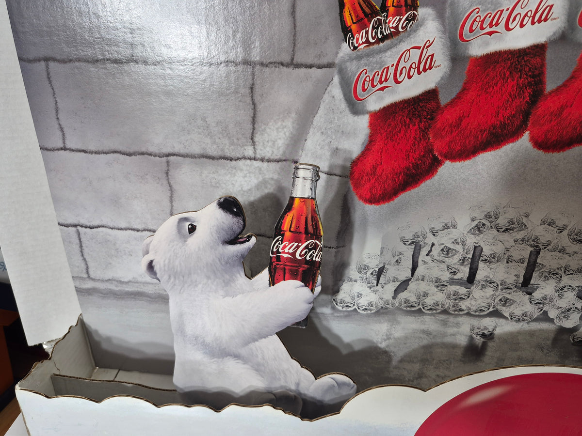 Vintage Coca-Cola Polar Bear Holiday Cardboard Store Display – 32" × 18"