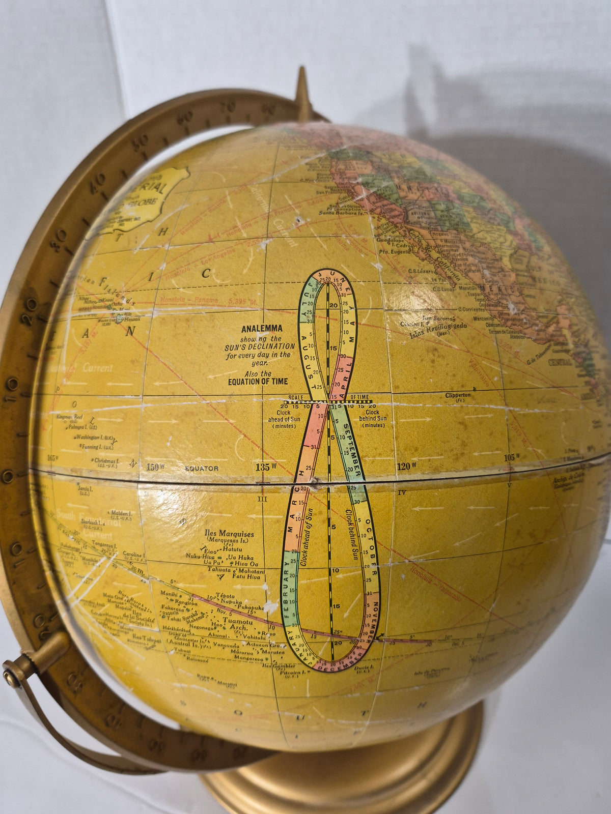 Vintage Cram’s Imperial 12-Inch World Globe – George F. Cram – Gold-Tone Stand