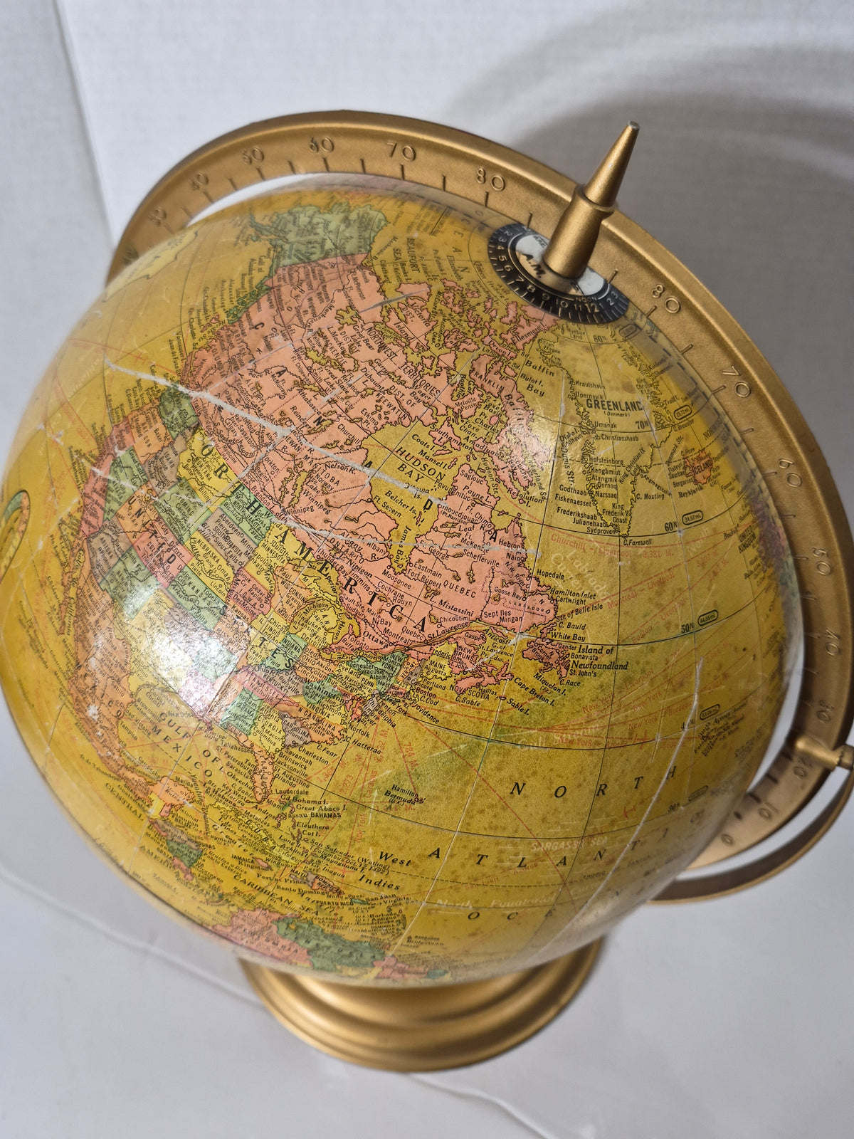Vintage Cram’s Imperial 12-Inch World Globe – George F. Cram – Gold-Tone Stand
