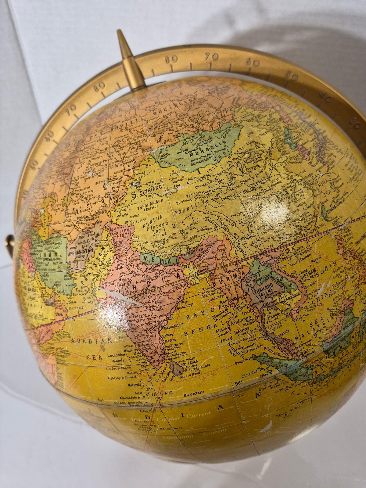 Vintage Cram’s Imperial 12-Inch World Globe – George F. Cram – Gold-Tone Stand