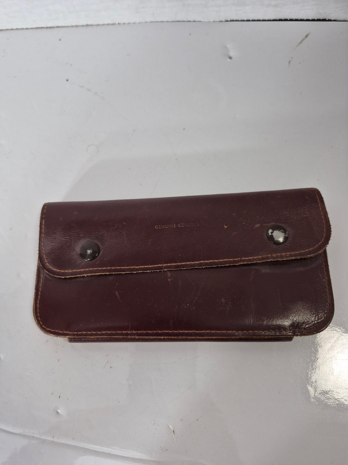 Vintage Genuine Cowhide Leather Travel Document Wallet – Burgundy Brown