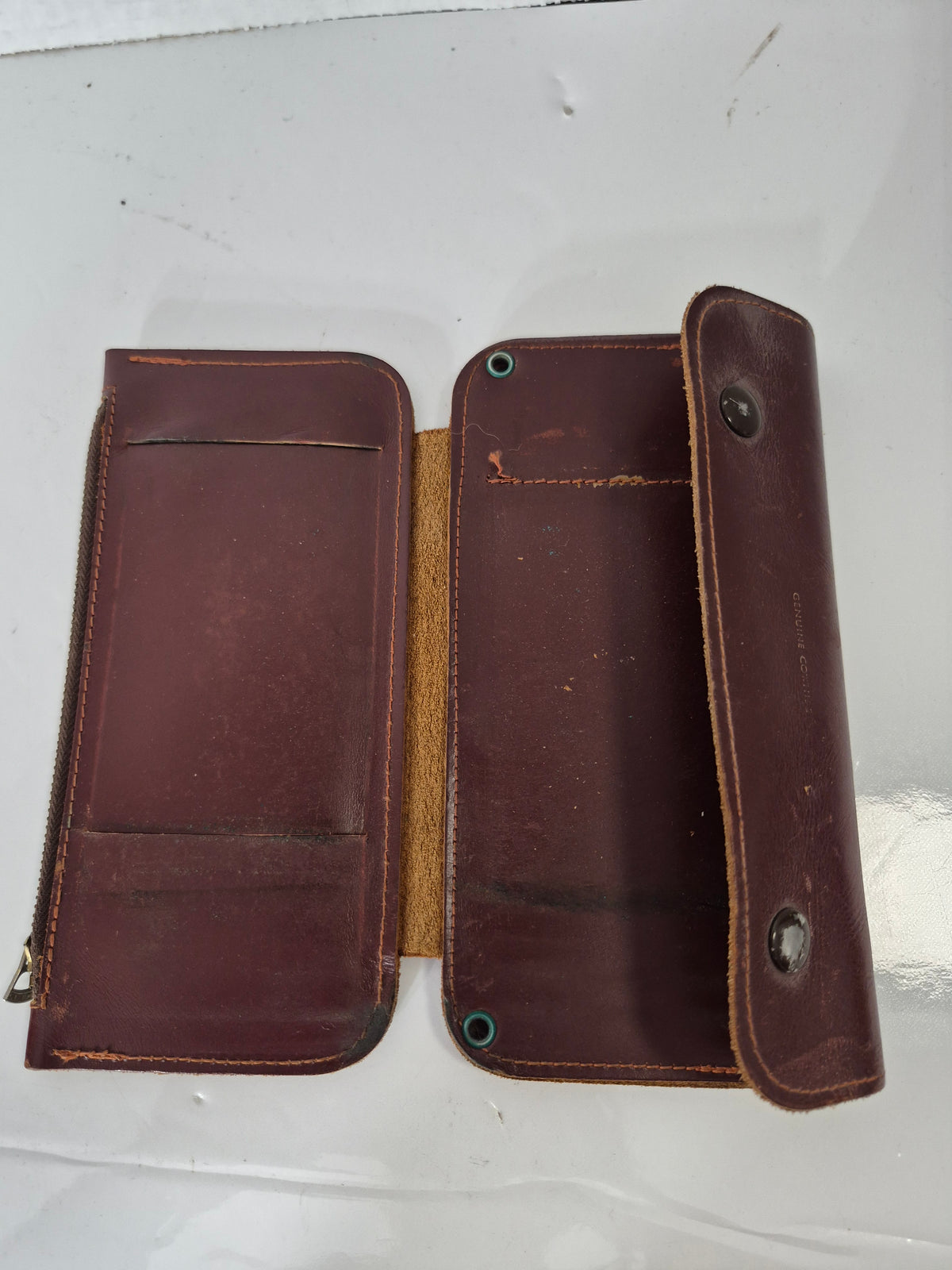 Vintage Genuine Cowhide Leather Travel Document Wallet – Burgundy Brown