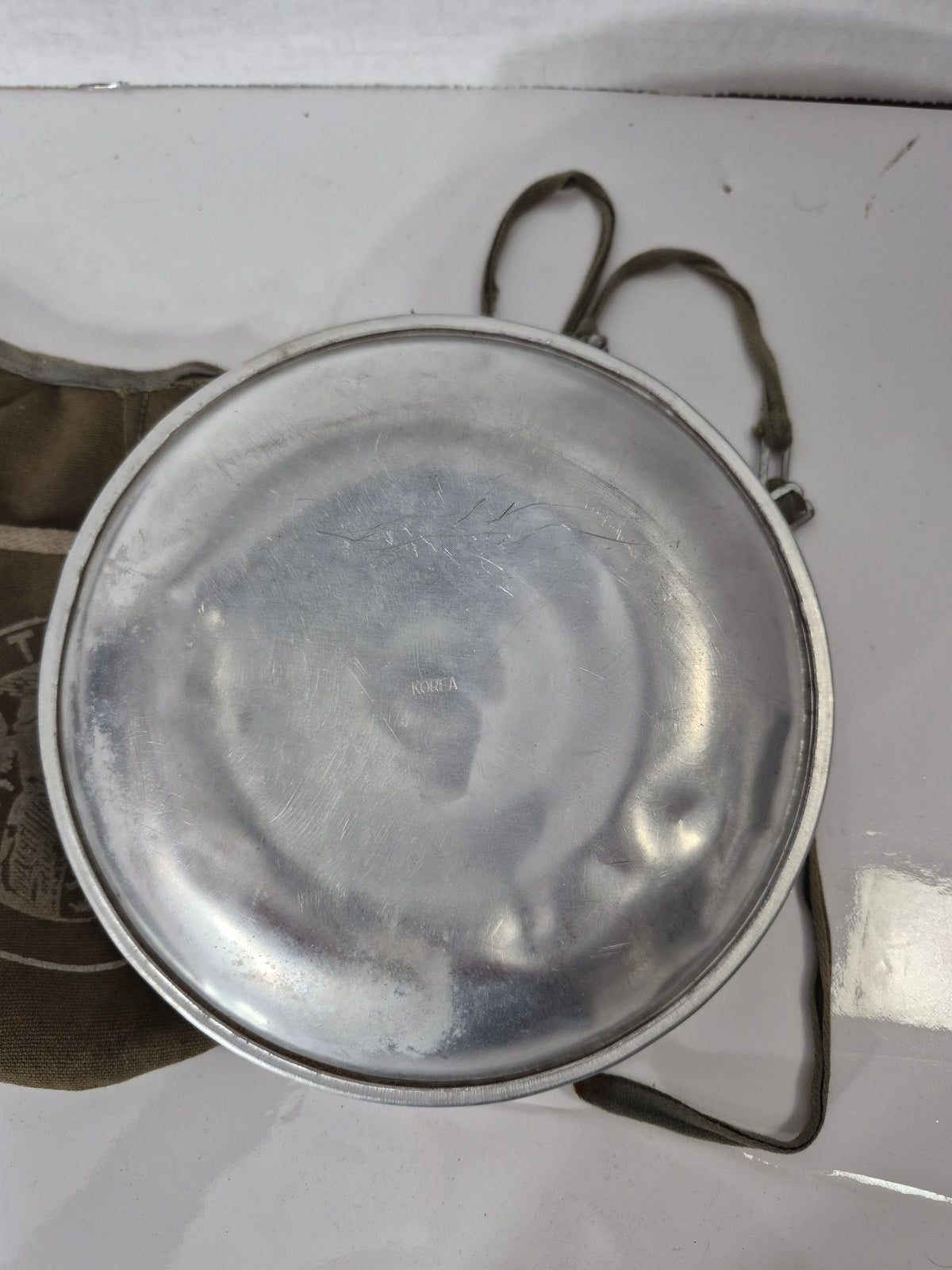 Vintage Korean Aluminum Canteen with Canvas “Official Trail Canteen” Cover