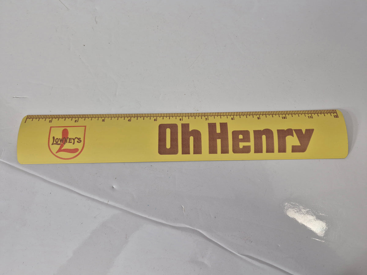 Vintage Lowney’s “Oh Henry” Metal Advertising Ruler – 12 Inch