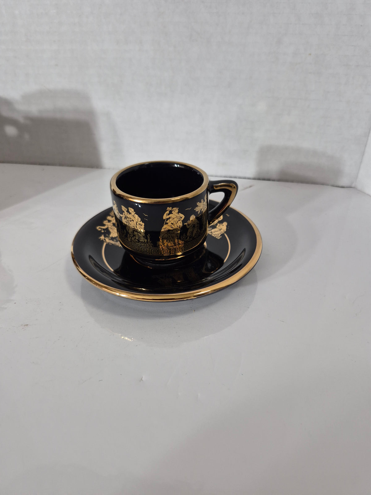 Vintage Ilias Greek Demitasse Espresso Cup & Saucer Set – 24 Karat Gold – Set of 6