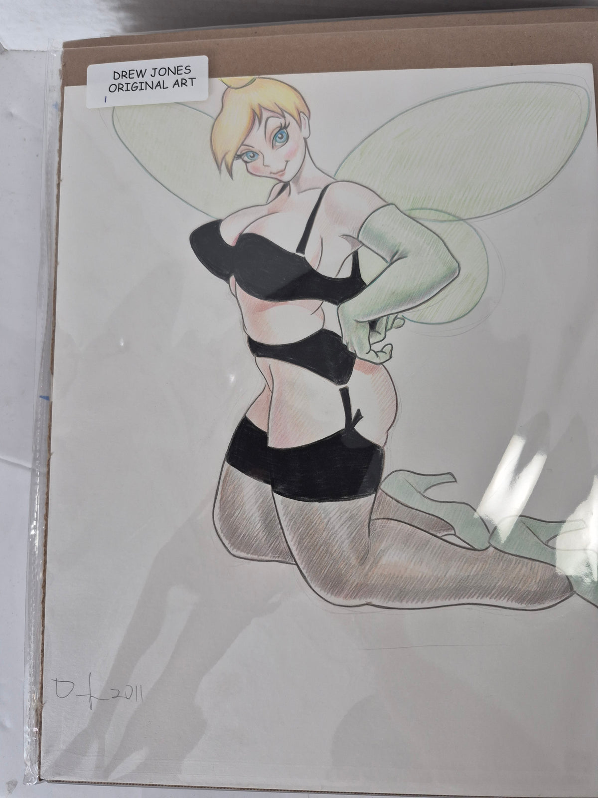 Drew Jones Original Tinker Bell Pin-Up Artwork – Signed & Dated 2011 – 11" x 14"