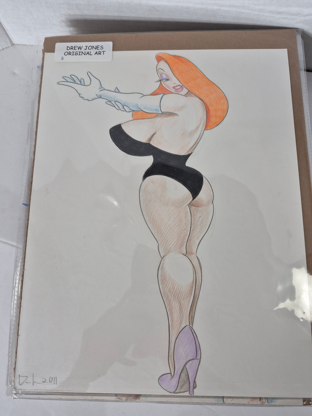 Drew Jones Original Jessica Rabbit Pin-Up Artwork – Signed & Dated 2011 – 11" x 14"