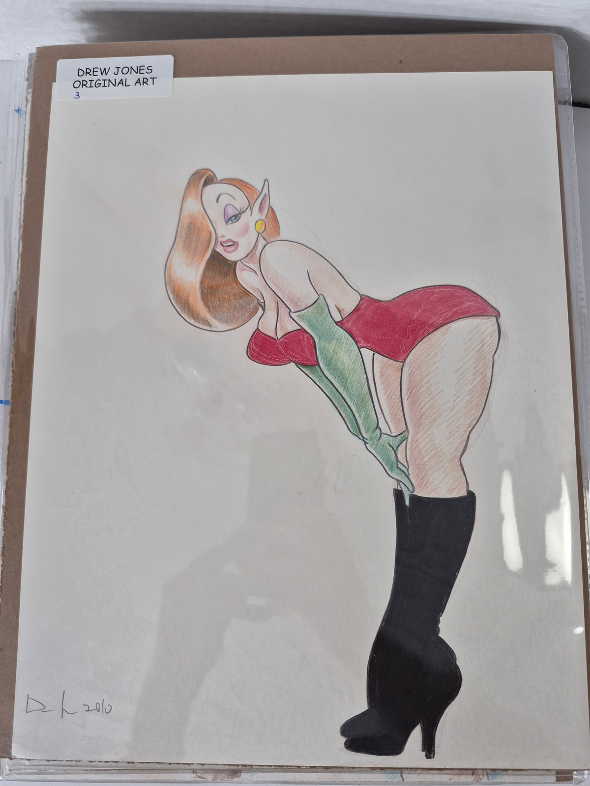 Drew Jones Original Jessica Rabbit Art – Signed & Dated 2010 – 11" × 14"