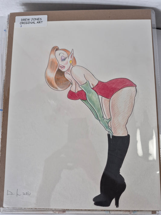 Drew Jones Original Jessica Rabbit Art – Signed & Dated 2010 – 11" × 14"