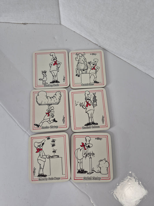 Vintage Taunton Vale “Le Grand Chef” Coasters – Set of 6 – Made in England
