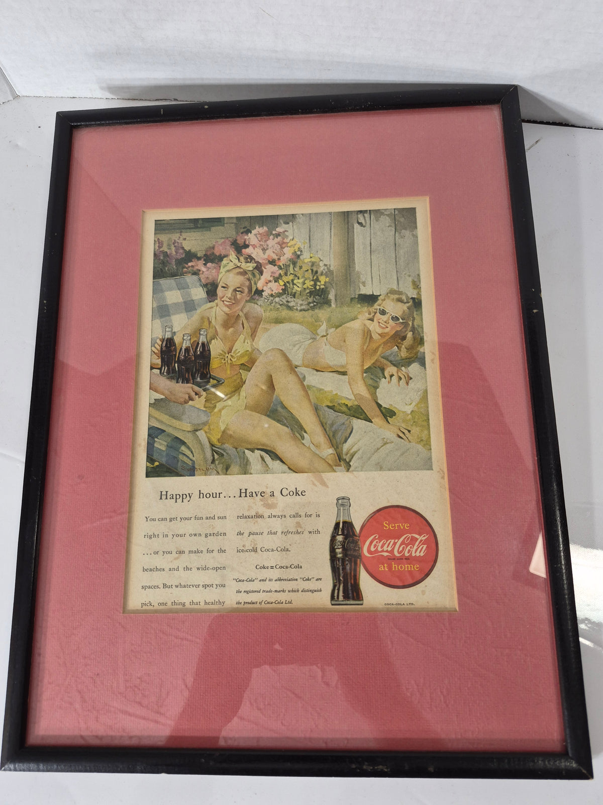Original 1947 Coca-Cola “Happy Hour… Have a Coke” Magazine Advertisement – Framed