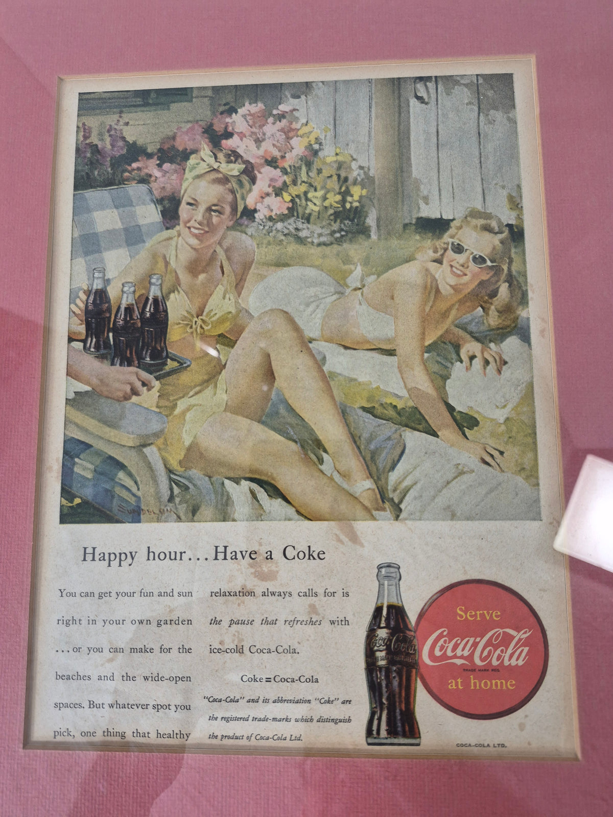 Original 1947 Coca-Cola “Happy Hour… Have a Coke” Magazine Advertisement – Framed