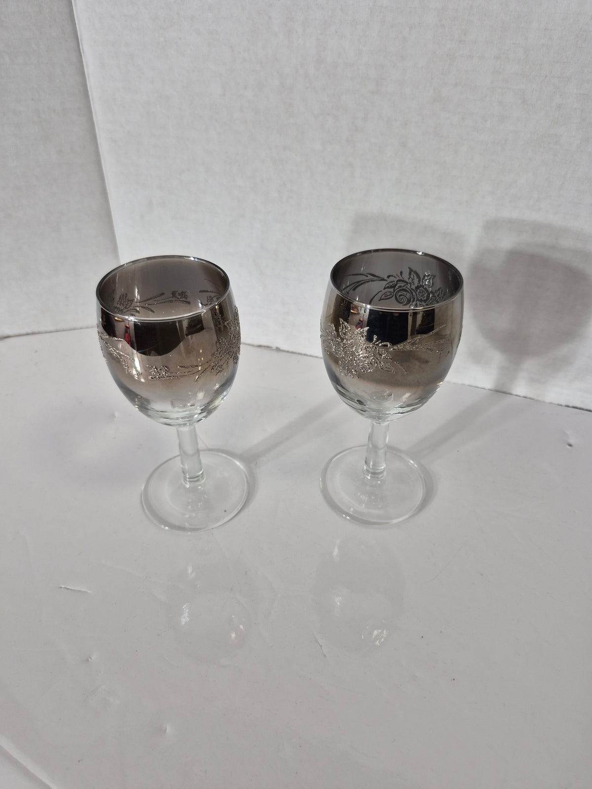 Vintage French Silver Overlay Floral Wine Glasses – Pair