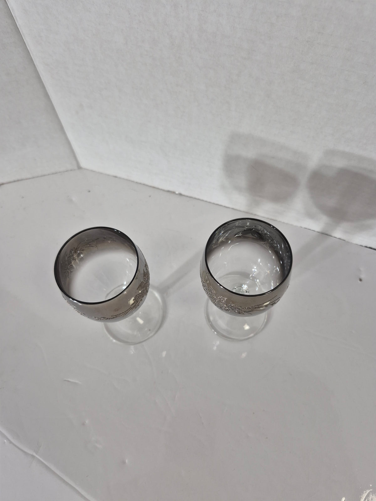 Vintage French Silver Overlay Floral Wine Glasses – Pair