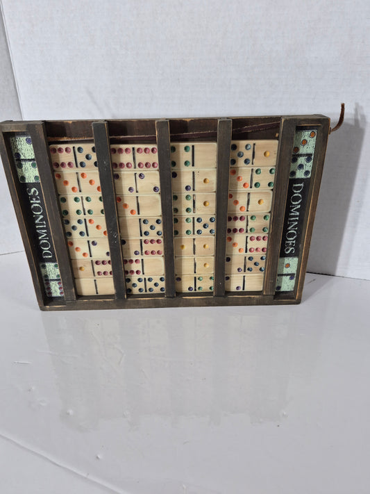 Vintage Dominoes Wall Hanging – Rustic Wood Game Room Decor – 12" x 8.25"