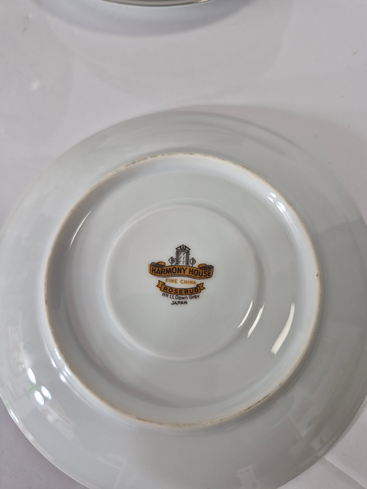 Vintage Harmony House Rosebud Fine China Set – HH Lt. Dawn Grey – Japan – Platinum Trim