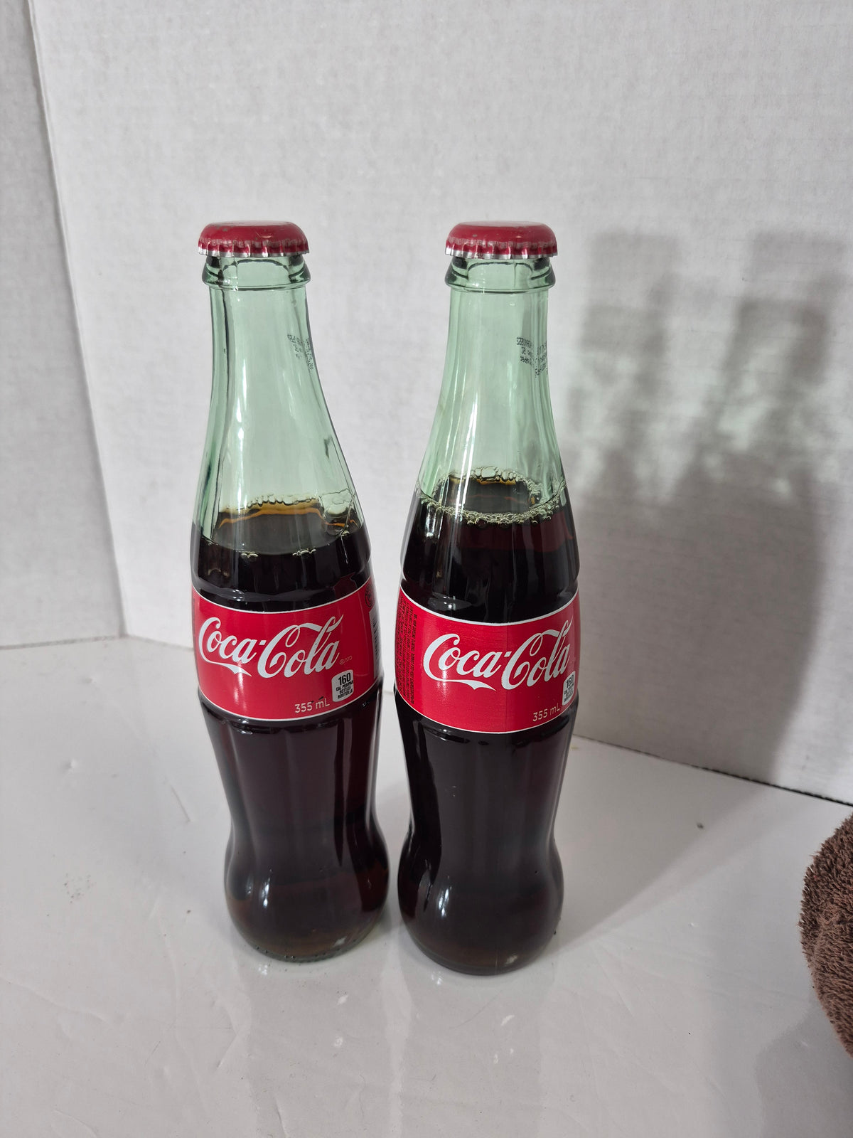 Pair of Sealed Coca-Cola 355 mL Glass Bottles – Canadian Red Label – Collectible Display Bottles