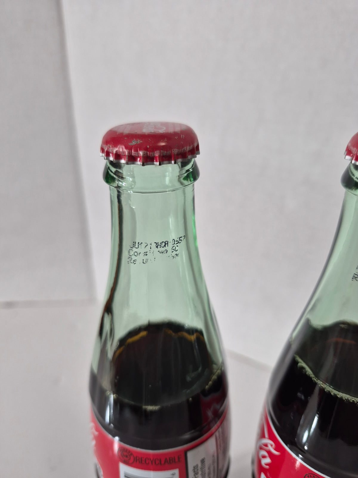 Pair of Sealed Coca-Cola 355 mL Glass Bottles – Canadian Red Label – Collectible Display Bottles