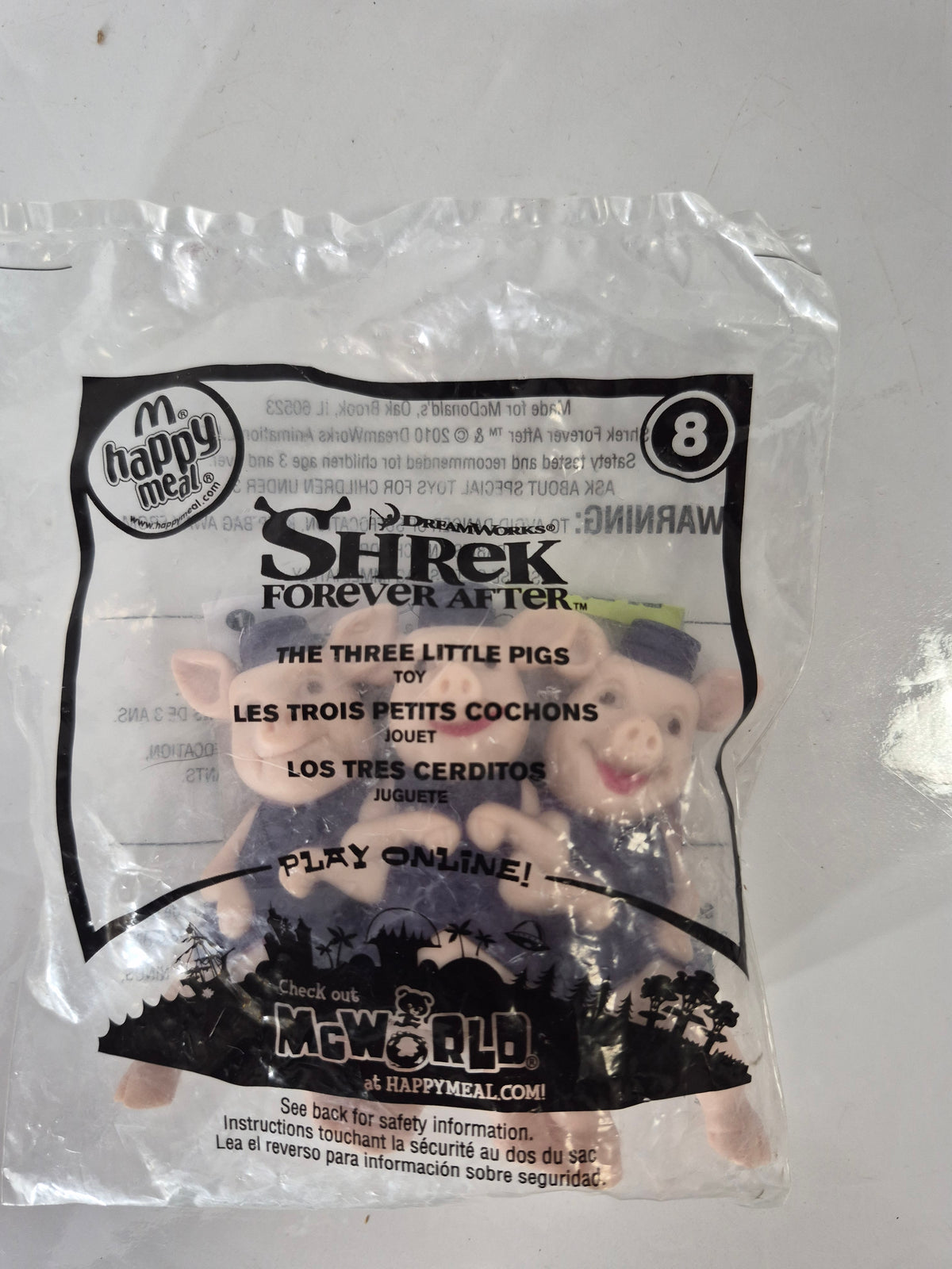 2010 McDonald’s Shrek Forever After Happy Meal Toy #8 – The Three Little Pigs – Factory Sealed