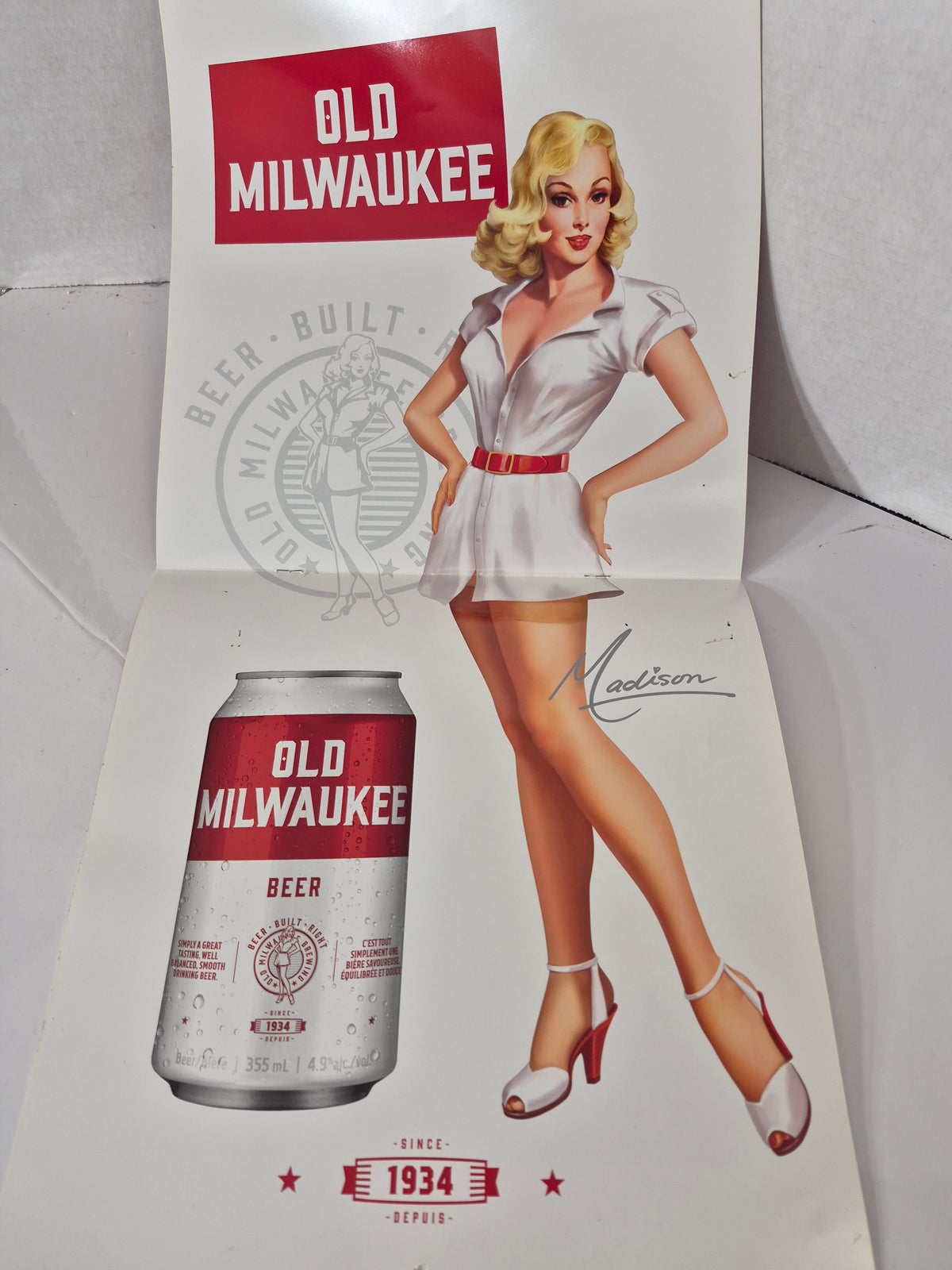 Old Milwaukee 2019 Pin-Up Beer Calendar – 12 × 24 in.