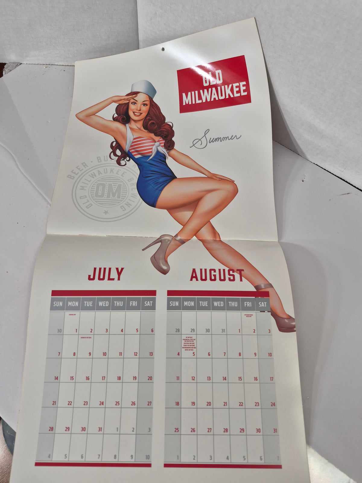 Old Milwaukee 2019 Pin-Up Beer Calendar – 12 × 24 in.