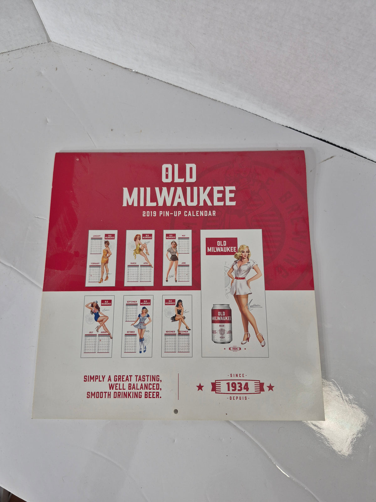 Old Milwaukee 2019 Pin-Up Beer Calendar – 12 × 24 in.