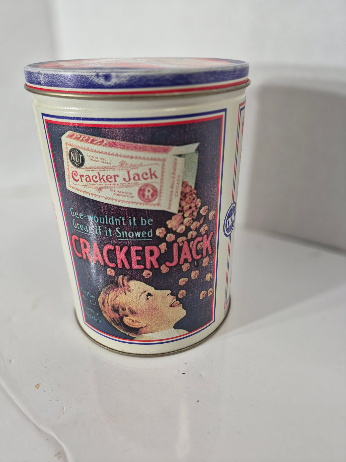 Vintage 1990 Cracker Jack Limited Edition Advertising Tin Canister – 6" x 8"
