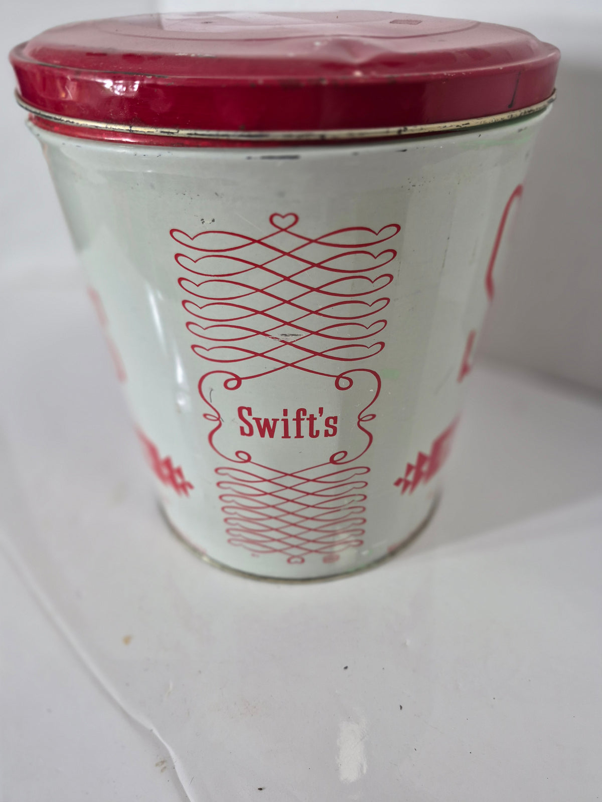 Vintage Swift’s Selected Pork Livers 10 lb Advertising Tin with Lid – 7.5" × 8.25"