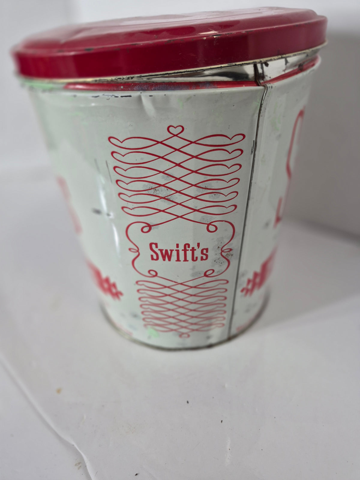 Vintage Swift’s Selected Pork Livers 10 lb Advertising Tin with Lid – 7.5" × 8.25"