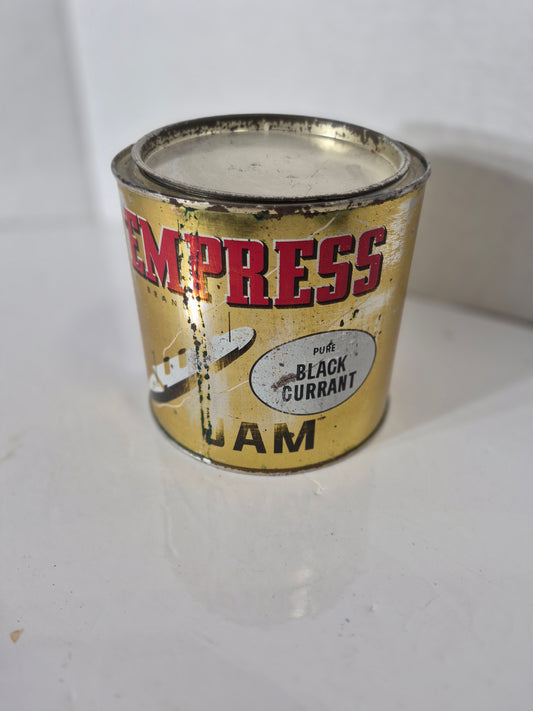 Vintage Empress Brand Pure Black Currant Jam Tin – Canadian Advertising – Canco – 48 oz