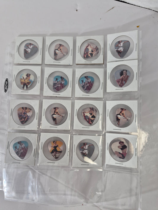 16-Piece Pin-Up Girl Guitar Pick Collection – Retro Rockabilly Style