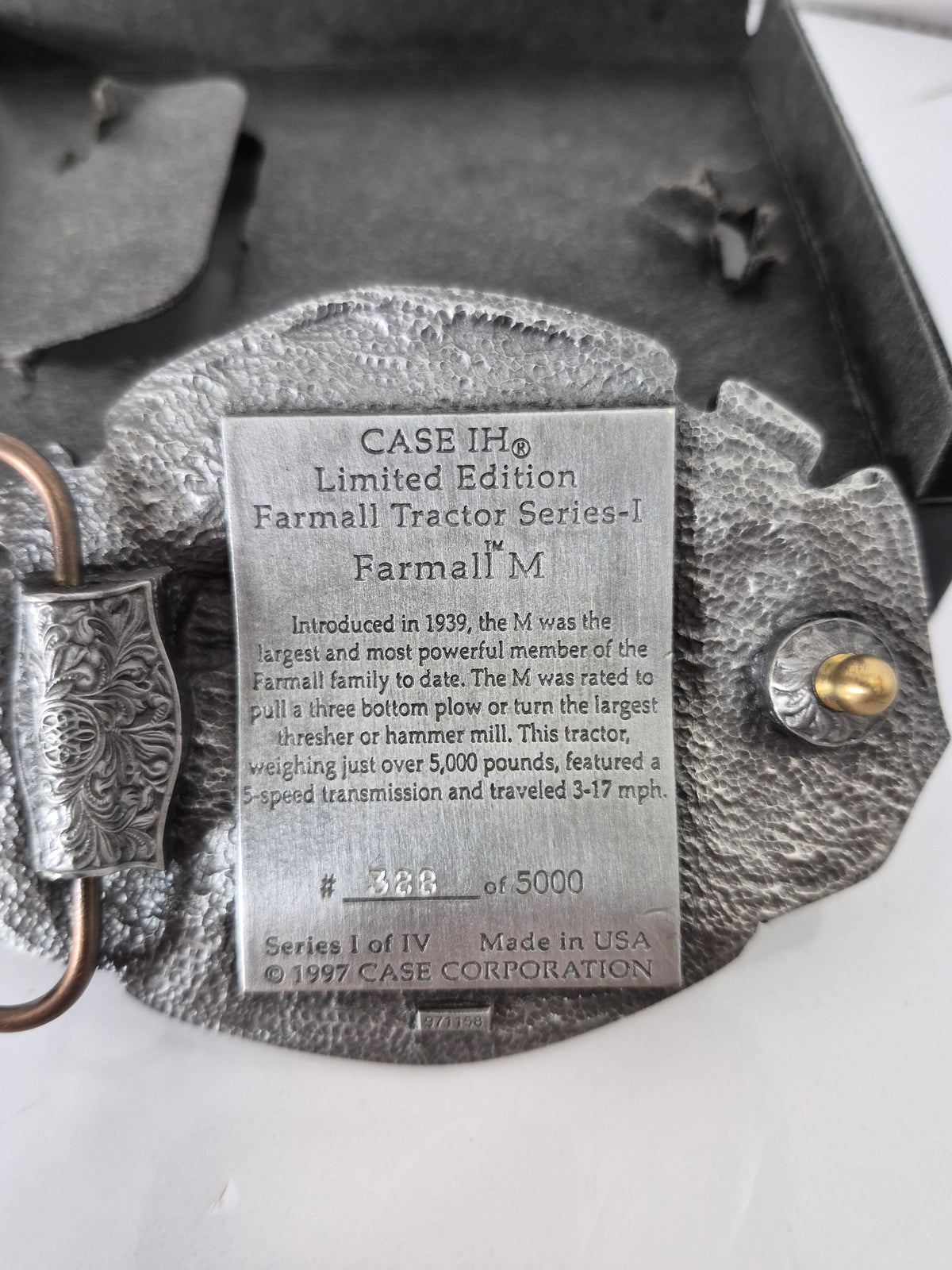 1997 Case IH Farmall M Limited Edition Belt Buckle – #368 of 5000 – Series I – Original Box