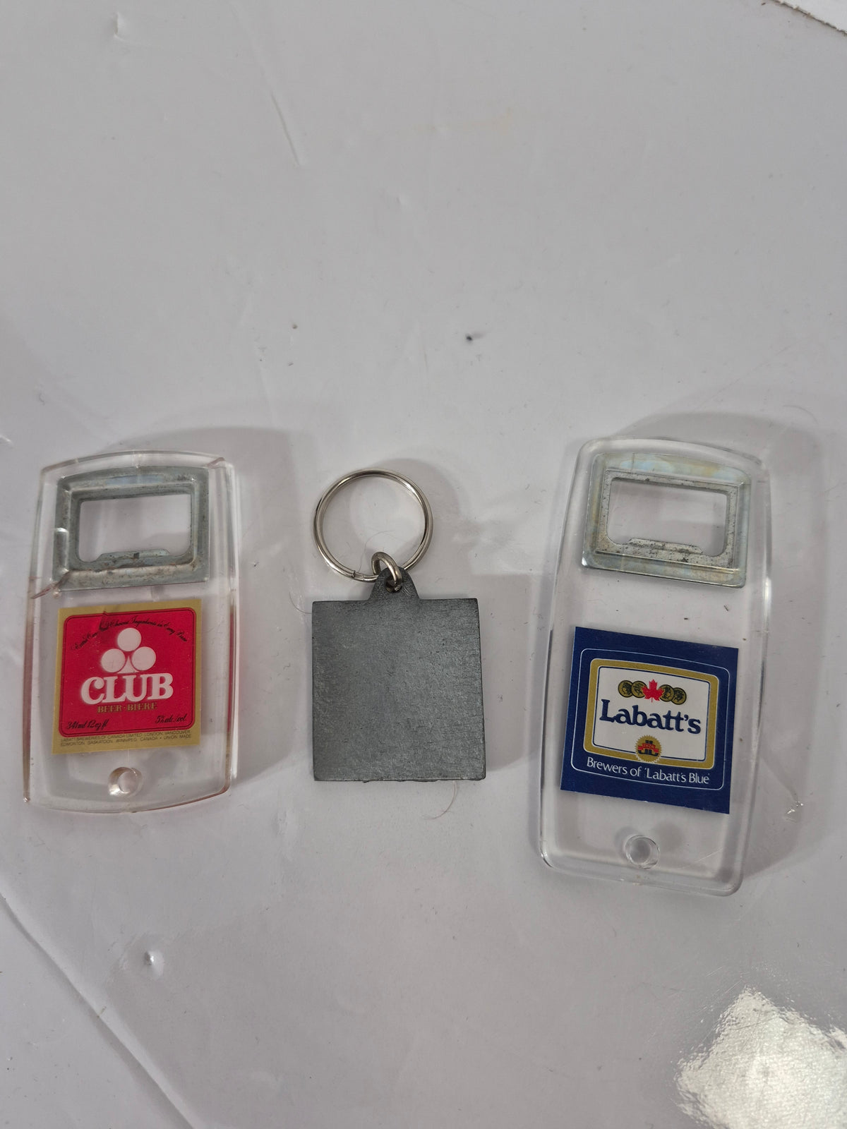 Vintage Canadian Advertising Lot – Labatt’s Club & Labatt’s Blue Bottle Openers + Polar Ice Vodka Keychain