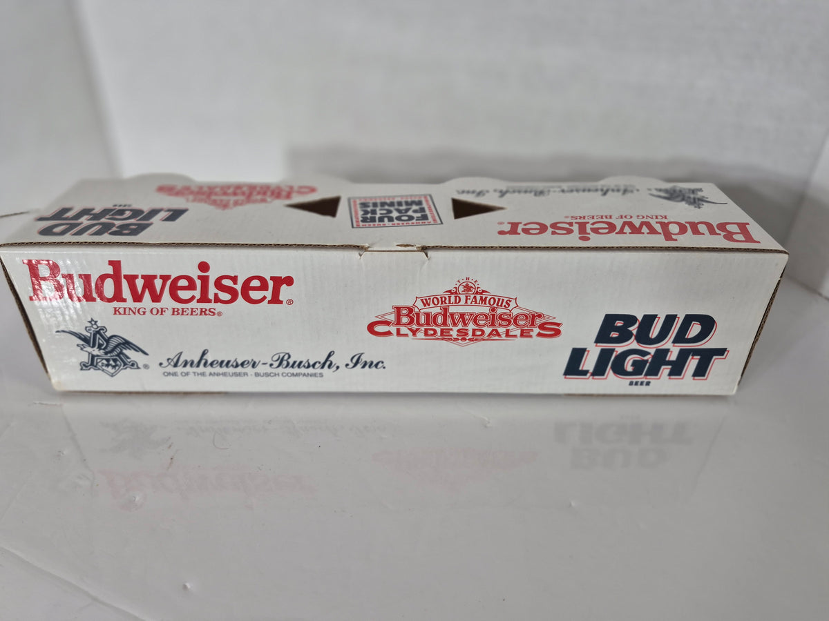 Vintage 1996 Budweiser Four Pack Minis Ceramic Stein Set – Bud Light & Clydesdales – Original Box