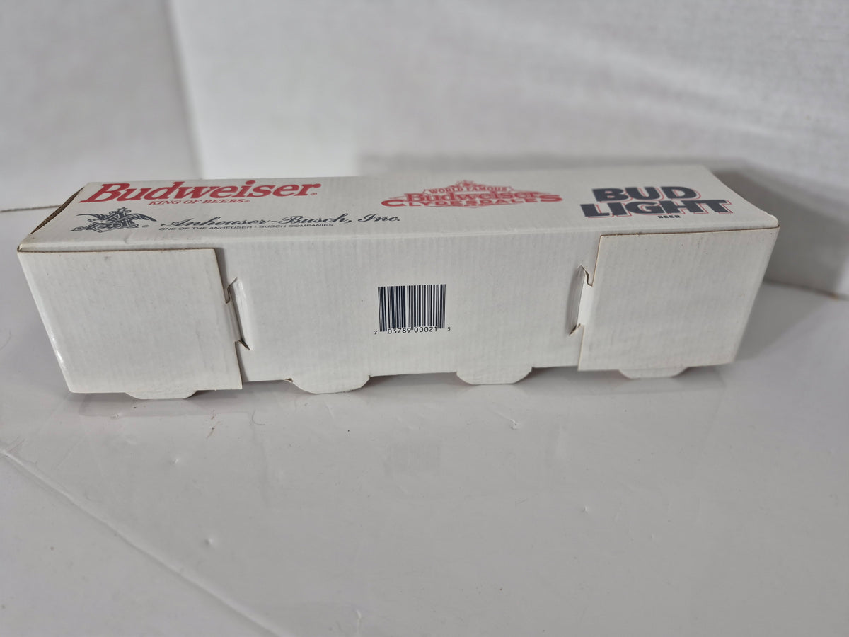 Vintage 1996 Budweiser Four Pack Minis Ceramic Stein Set – Bud Light & Clydesdales – Original Box
