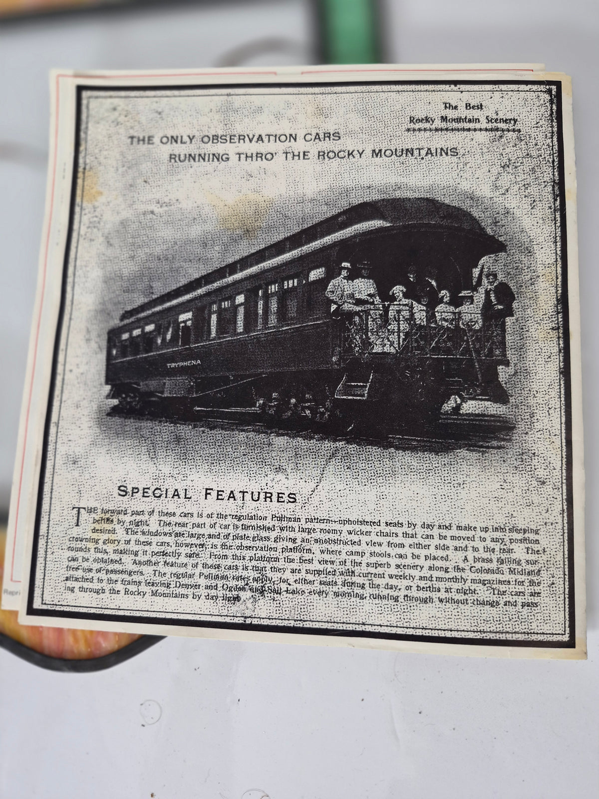 Colorado Midland Railway December 1902 Timetable Reprint with Stained Glass-Style Frame – 10.25 x 12.25 in.
