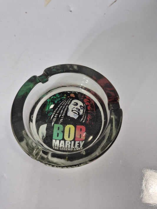 Bob Marley “The Legend Lives” Heavy Glass Ashtray – 3.25"