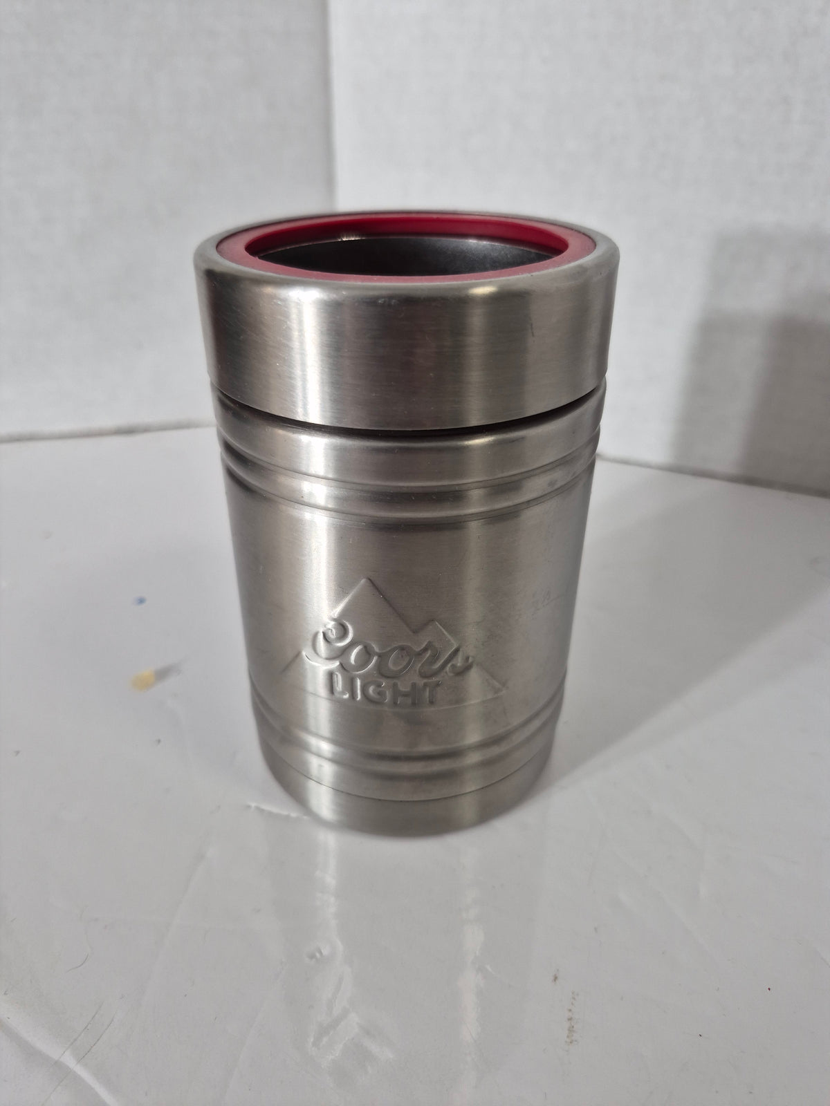 Vintage Coors Light “The Silver Bullet” Stainless Steel Can Cooler – 5" × 3"