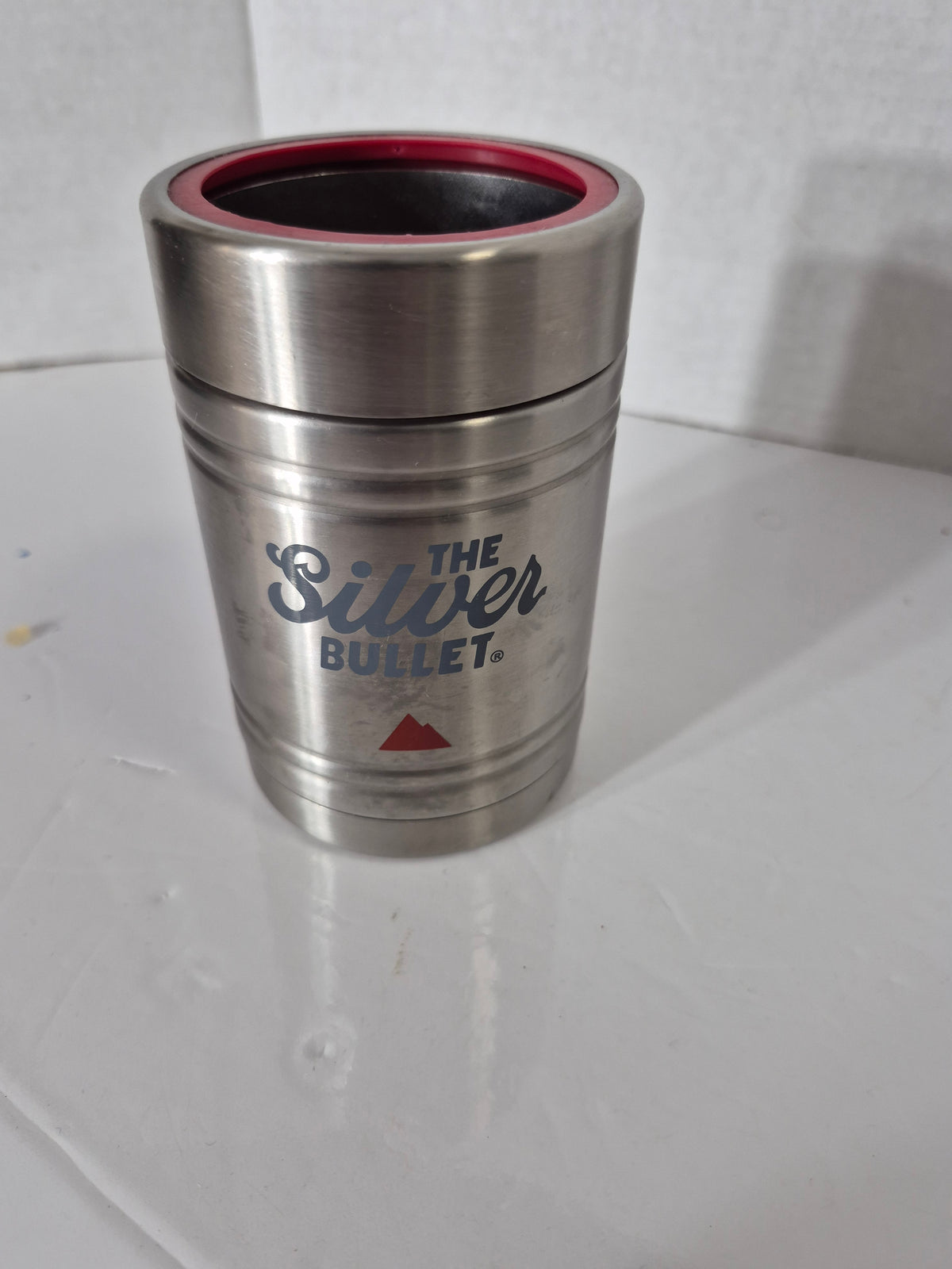 Vintage Coors Light “The Silver Bullet” Stainless Steel Can Cooler – 5" × 3"