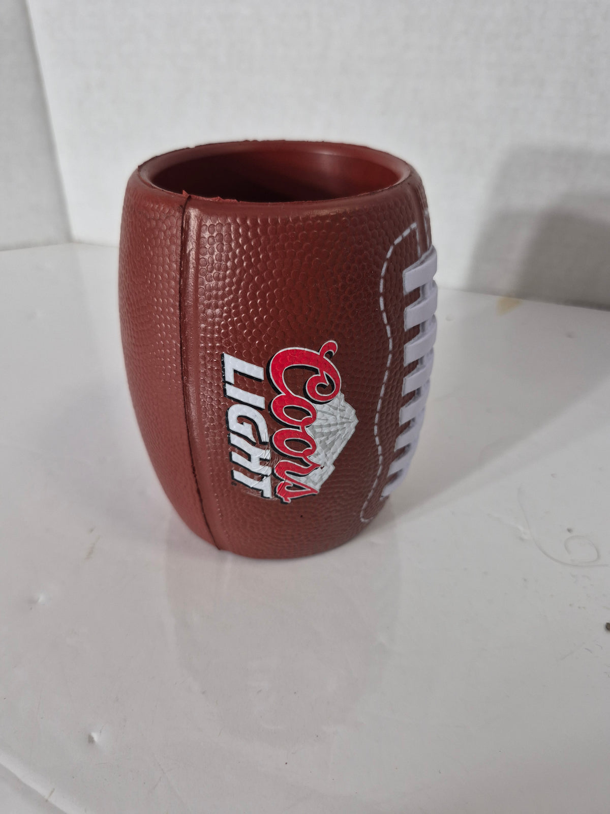 Coors Light Football-Shaped Can Cooler / Koozie – 4.5" × 3.25"